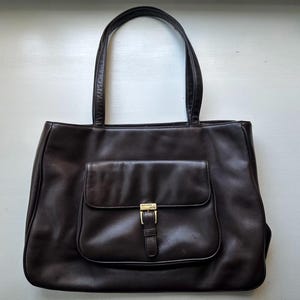Vintage 90s &#39;Ralph Lauren&#39; Large Chocolate Brown Leather Shoulder Bag