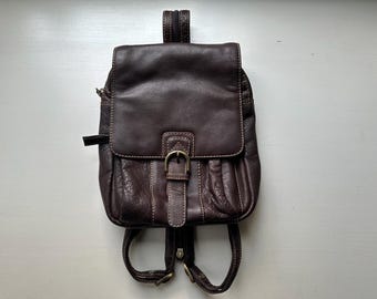 Vintage 90s 'Bianci' Chocolate Brown Leather Backpack