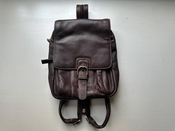 Vintage 90s 'Bianci' Chocolate Brown Leather Backpack