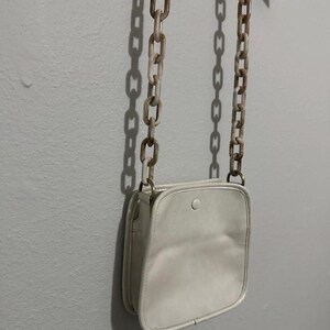 Vintage 00s 'Anthropologie' Parchment Cream Faux Leather Crossbody Bag image 8