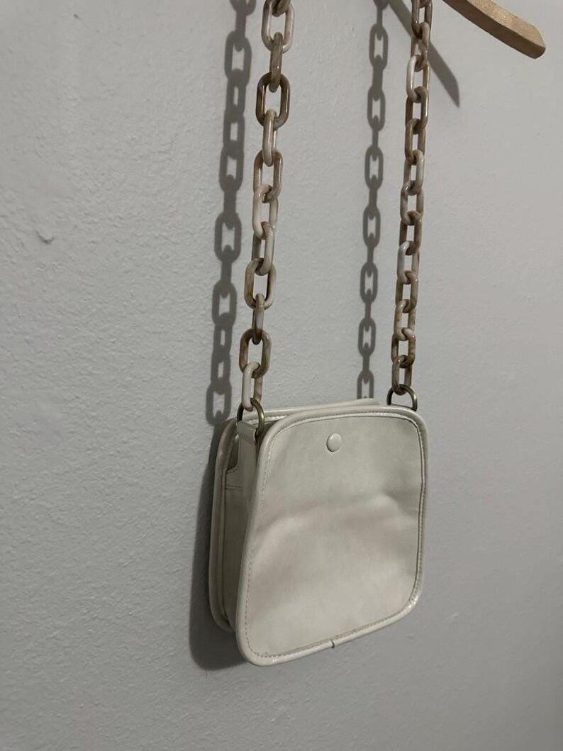 Vintage 00s 'Anthropologie' Parchment Cream Faux Leather Crossbody Bag image 8