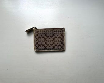 Vintage 00s 'Coach' Brown and Gold Signature Cardholder Wallet