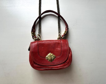 Vintage 00s 'Oryany' Fire Red Leather Mini Shoulder Bag