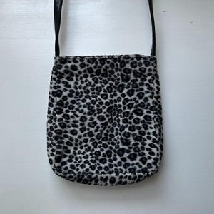 Vintage 90s &#39;Nine West&#39; Leopard Animal Print Fuzzy Crossbody Bag