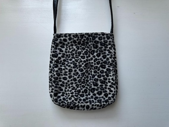 Vintage 90s 'Nine West' Leopard Animal Print Fuzzy Crossbody Bag