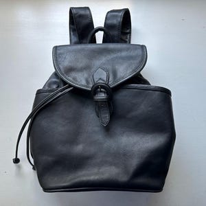 boulder ridge leather backpack Vintage 80s 'boulder Ridge' Black Leather Backpack