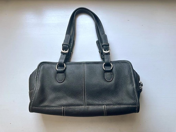 Vintage 00s 'Ameri Leather' Black Leather Shoulde… - image 1