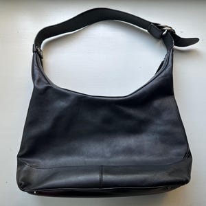 Vintage 90s &#39;Kenneth Cole New York&#39; Slouchy Black Leather Shoulder Bag
