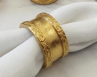 Vintage Serviettenringe 6er Set Verzierte Tischdekoration Edelstahl Titan