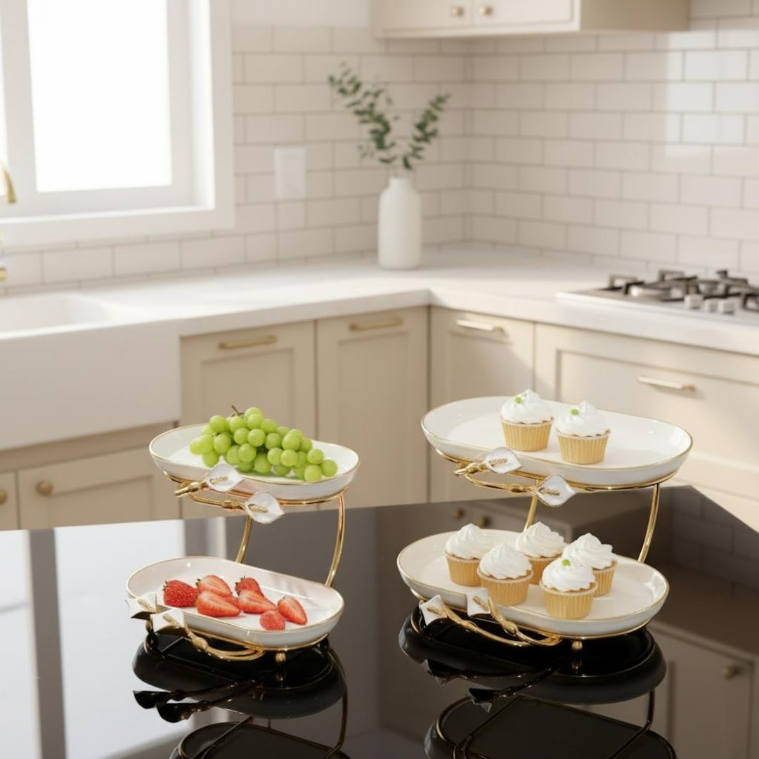 Luxury Two Tier Serving Stand Elegant Table Display Brunch Tea Time ...
