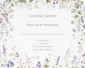 Watercolor Lavender Floral Clipart PNG, Purple Botanical Flowers, Wedding Floral Borders, Garden Arrangement, Seamless Pattern Digital Paper