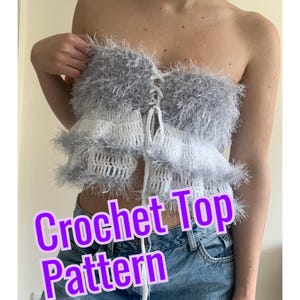 Crochet Crop Top Pattern | Year of the Horse Fluffy Crochet Top  | Summer Top | PDF Digital Download | Beginner/Intermediate