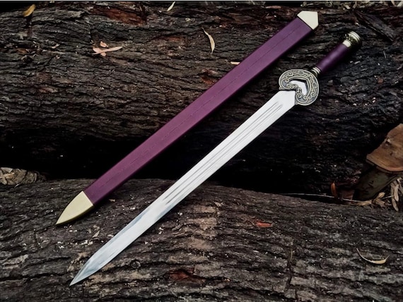 Handmade Herugrim Sword of King Theoden Replica: Handcrafted Stainless Steel Display Blade Ring of Power & Wall Plaque, Cosplay Prop,