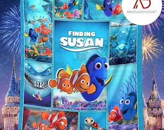 Personalized Disney Pixar Finding Nemo Blanket, Custom Name Dory Baby Throw, Birthday Gift for Kids