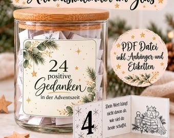 Adventskalender im Glas mit 24 Botschaften, Achtsamkeitsglas,  PDF zum Ausdrucken, DIY Adventskalender, Geschenkidee, Weihnachtsgeschenk