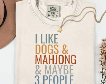 Mahjong Shirt, Gift for Mahjong Lover, Mahjong Social Club, Mahjong Tee Gift, Dog Lover Shirt, Game Night Gift, Girls Night T Shirt