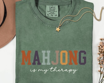 Mahjong Is My Therapy Shirt, Gift for Mahjong Lover, Mahjong Social Club, Mahjong Player Gift, Game Night Gift, Girls Night, MAHJ