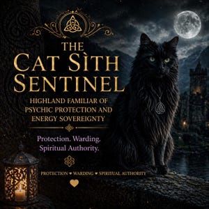 El Gato Centinela Sìth — Familiar de las Tierras Altas de Protección Psíquica y Soberanía Energética