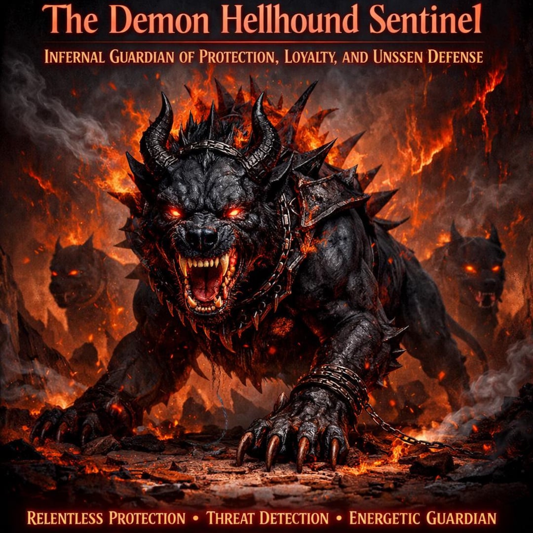 The Demon Hellhound Sentinel — Infernal Guardian of Protection, Loyalty ...