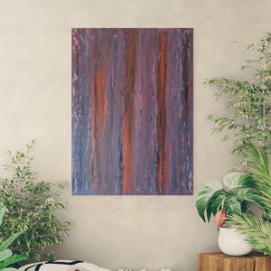 Abstrakt väggkonst för mindfulness och meditation med en fusion av orange, svart och grått.