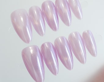 Lila Katzenauge verchromt drückte auf Nägel, Jelly Nail Art.Abnehmbare künstliche Nägel,wiederverwendbar