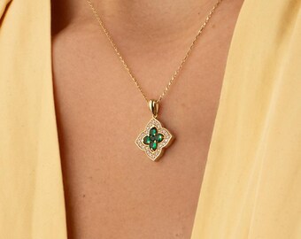 925 Sterling Zilveren Klaverketting, Smaragdgroene Vierbladige Klaverhanger, Gelukscadeau