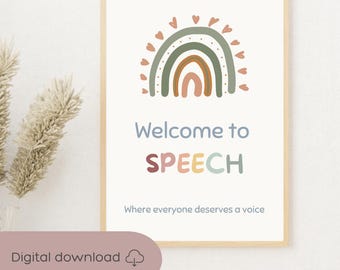 Welcome to Speech Therapy Poster | SLP Classroom Decor | Speech Room Wall Art