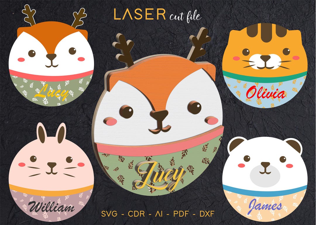 Baby Name Signs Bundle SVG for Glowforge I Round Laser Cut File for ...