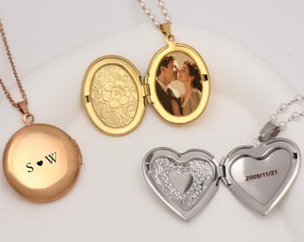 18K Vintage custom photo Locket Necklace with Photo, Heart Locket Necklace With Photo, Locket Necklace, Personalized gift for her, mom gift