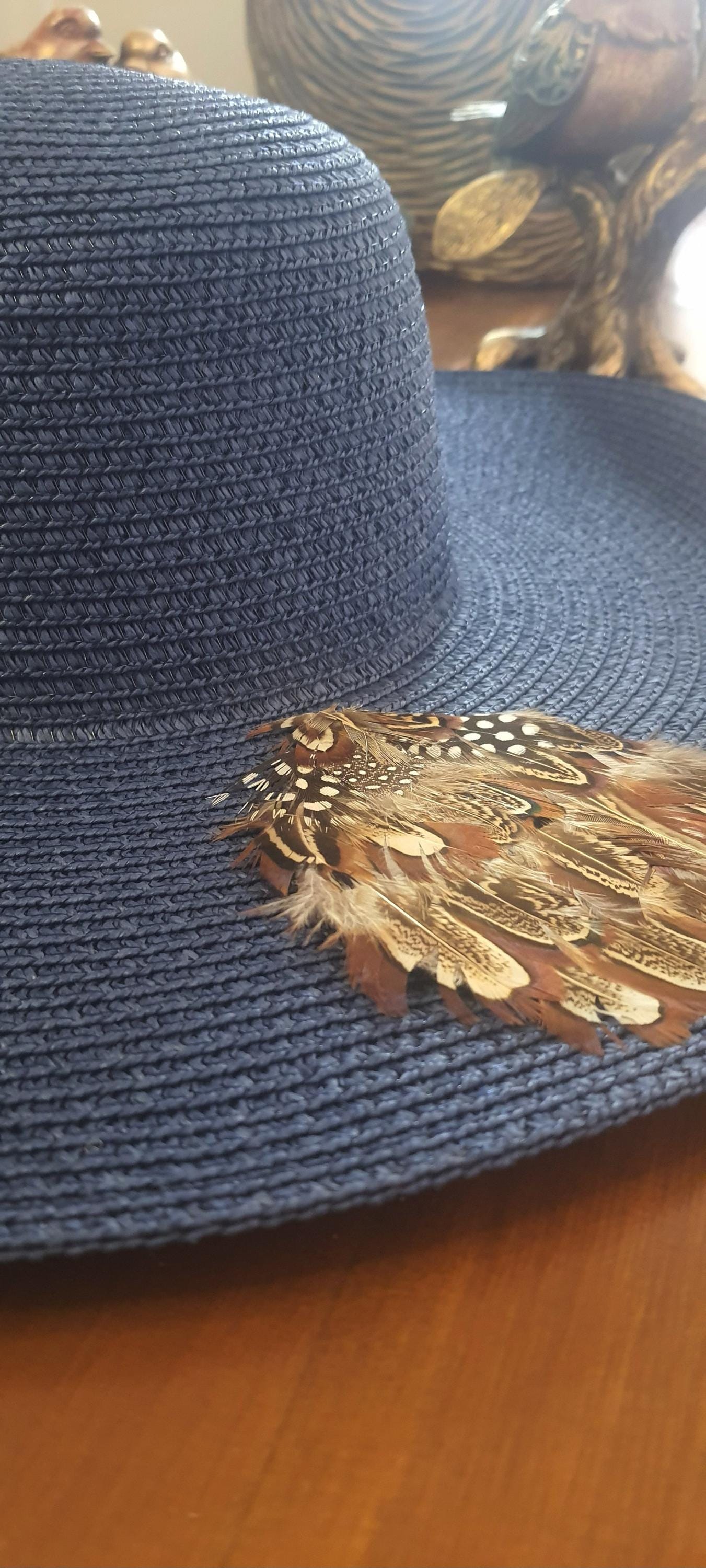 Genuine Feathers Wide Brim Hat Medium Brim Fedora Hat with Feather – Shop At Sullivan main image 3