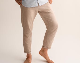Pantalones de cáñamo marrón claro para hombre