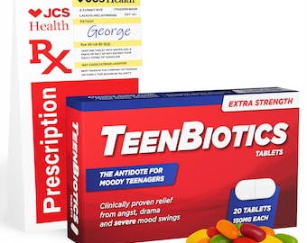 Caja de pastillas de caramelo TeenBiotics – Regalo de broma divertido para adolescentes