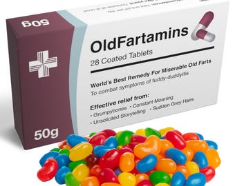 Pastillero personalizado OldFartamins – Regalo de broma con caramelos de goma (50 g)
