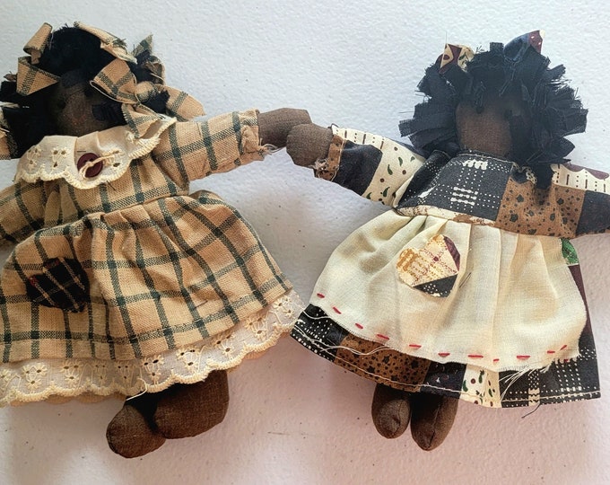 Vintage Rag Doll Sisters 6"