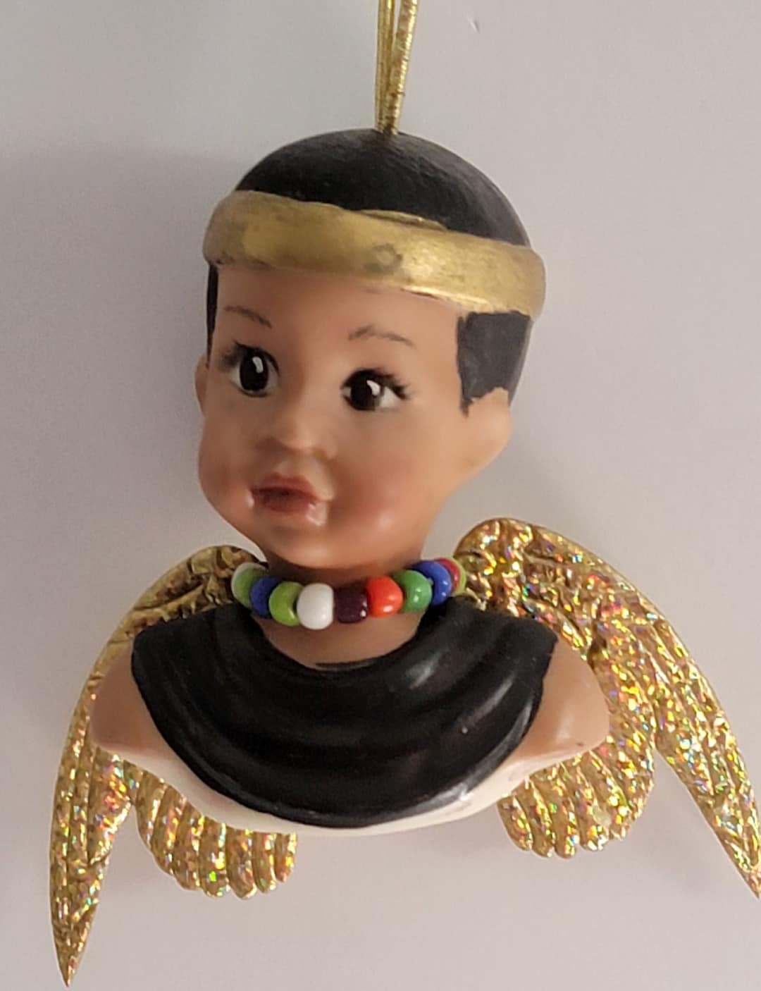 Porcelain Angel Tree Ornament African American Boy Cherub Etsy