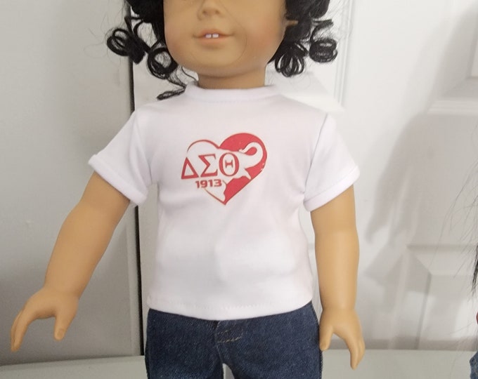 Doll Sorority  "DELTA" T-SHIRT  -  fits  most 18" dolls  including American Girl Dolls