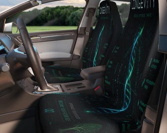 Futuristic Longevity Car Seat Covers Biohacking DNA Cyberpunk Auto Decor Human Optimization Design