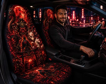 Fundas para asientos de coche con leyendas japonesas / Oni, Dragón, Kitsune, Samurái (Juego de 2)