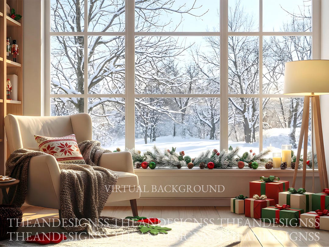 Winter Teams Virtual Background • Christmas Cozy Home Office Digital ...