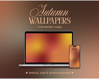 Fall Wallpaper Set Grainy Gradient Digital Paper Autumn iPhone MacBook iPad Desktop ios 26 Phone Warm Aesthetic Background