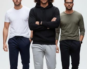 Men's Fleece Joggers: Elasticated Waist, Soft Warm Lounge Pants