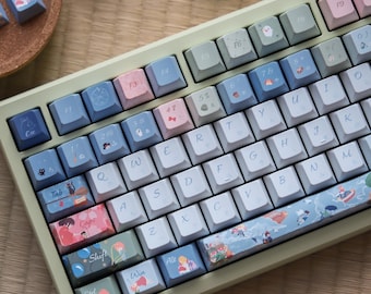 Ghibli Anime Keycap Set 143 | Japanese Style PBT Custom Handmade for Mechanical Keyboards Cherry MX & MX Style | Artisan Cute Gift for Gamer