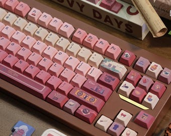 Ghibli Kiki Anime Keycap Set 140 | Japanese Style PBT Custom Handmade for Mechanical Keyboards Cherry MX & MX Style Artisan Cute Gift Gamer