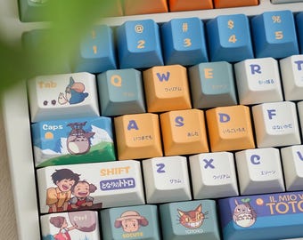 Ghibli Anime Keycap Set 152 | Japanese Style PBT Custom Handmade for Mechanical Keyboards Cherry MX & MX Style | Artisan Cute Gift for Gamer