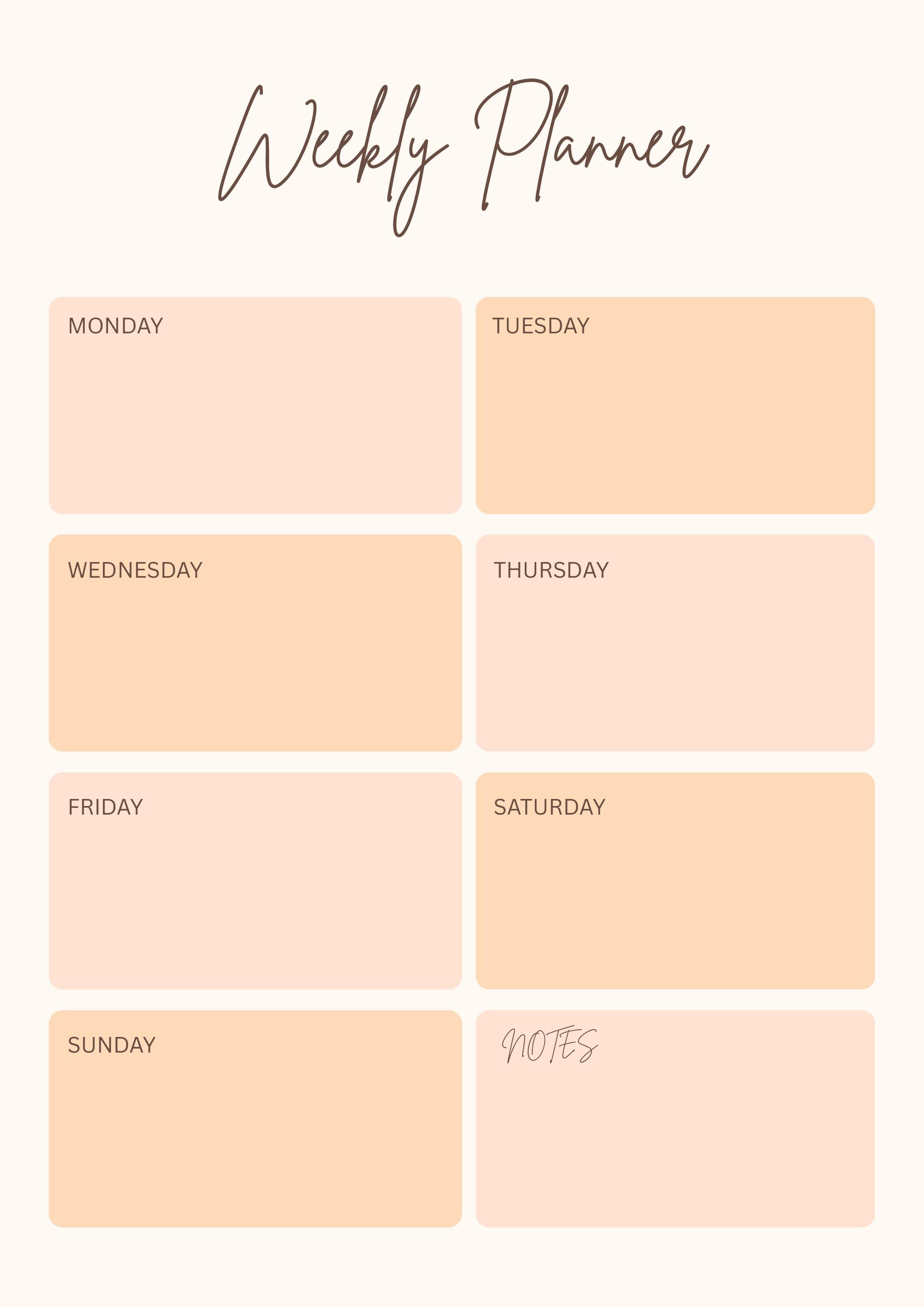 Minimalist Weekly Planner Printable PDF – Warm Pastel A4 (instant ...