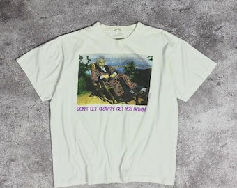 Vintage 90s Albert Einstein Dont let gravity get you down tee Physics USA single