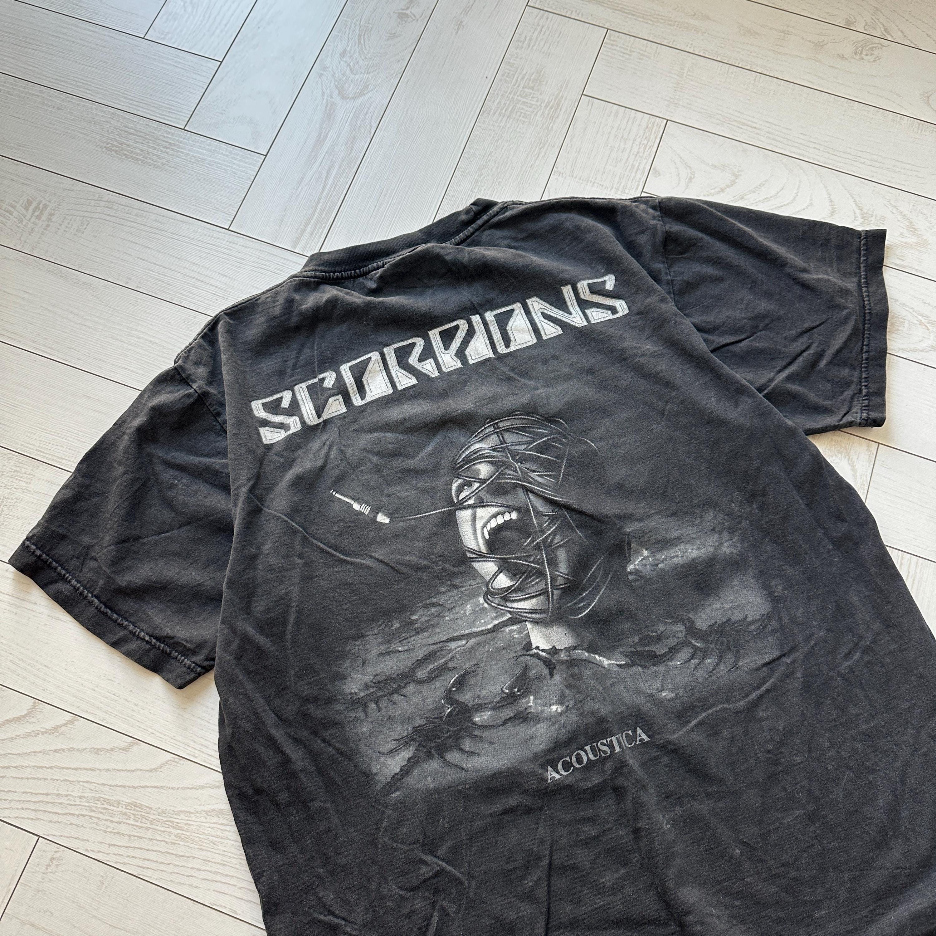 Vintage 00s Scorpions Acoustica Tour T Shirt Band Metal Rock 