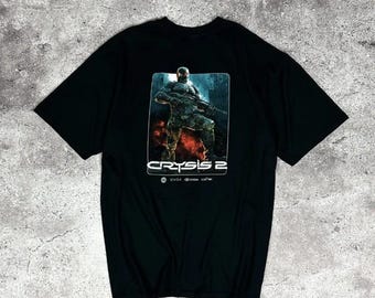 Vintage Crysis 2 Game promo tee rare EA Crytek Nvidia Grail USA computer y2k og