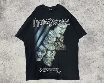 Vintage 00s Hate Eternal Phoenix Amongst the Ashes rock tee Death metal band USA