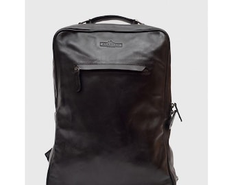 Black Leather Laptop Backpack | Alaskan Cowhide Laptop Bag